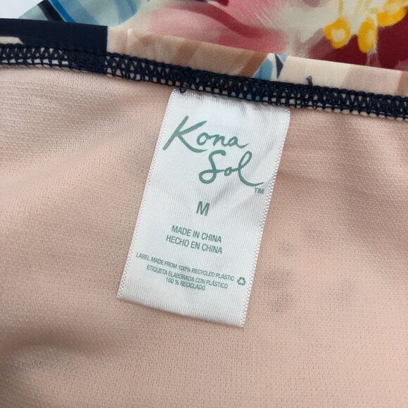 Kona Sol Floral Tropical Bikini Bottoms Double Strap Hipster Colorful Size M - Picture 3 of 4